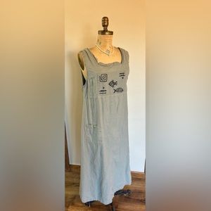Women’s linen long dress sleeveless by Blue J